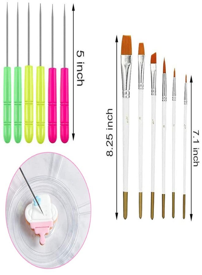 PKEAFC Cookie Decorating Kit Supplies 8 Inch Including 1 Acrylic Turntable, 6 Decoration Brushes 6 Scribe Needle, Cookie Turntable Decorating - Image 2